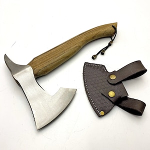 Hand Forged Bearded Axe Custom Engraved Viking Axe And Leather Sheath with Engraving Options Viking Battle Axe Custom Gifts For Men Larp Axe