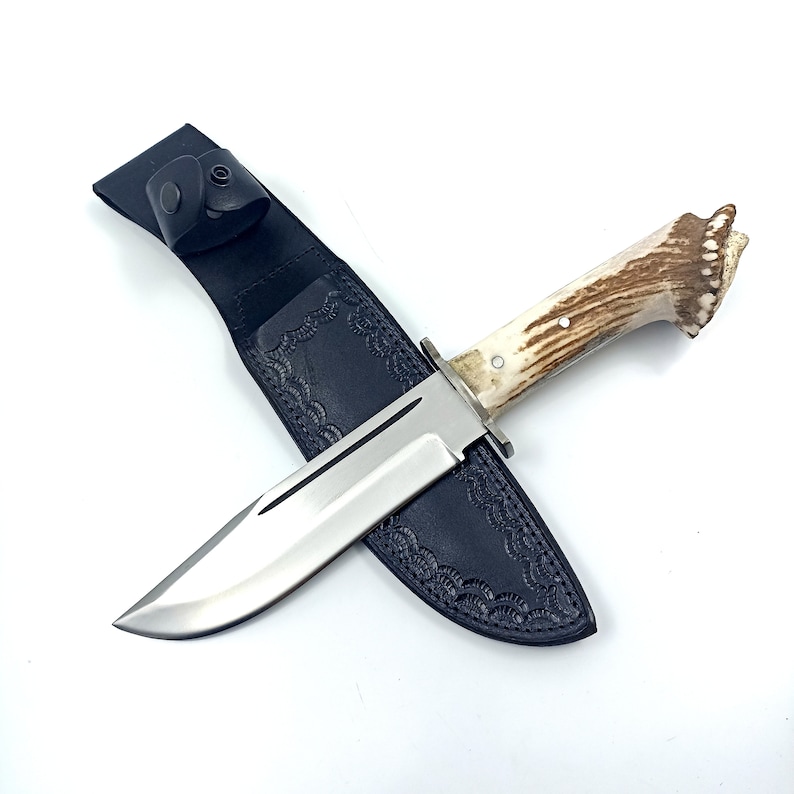 Handmade Steel Deer Horn Handle Bowie Knifecustom Etsy