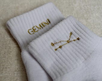 Zodiac Socks – Personalized Gold Embroidered Astrology Gift