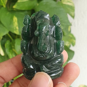 Natural Stone Green Aventurian Ganesha- Gemstone Ganesha- Ganesh Statue- Ganesha Idol- Yoga Statue- Meditation- Office Desk Gift