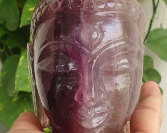 Natural Handmade Fluorite Meditation Buddha Gemstone Statue, Idol for Home or Office Decor