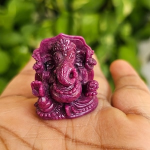 Natural Handmade Ruby Ganesha Statue Sculpture precious stone Art Deco Gemstone Figurine Crystal Idol Gifting Divine Collectible Corundum