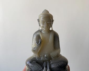 Natural Zebra Onyx Buddha Statue Sculpture Home decor Art deco Crystal Carving Gift