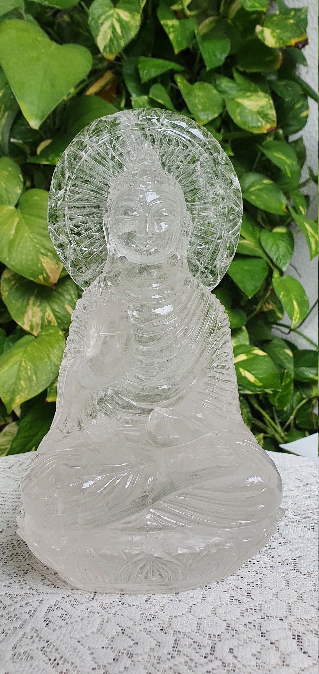 Natural Clear Quartz Buddha Statue Gemstone Buddha Sculpture Etsy
