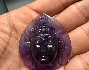 Hand Carved Amethyst Buddha Pendant: Healing Crystal Necklace