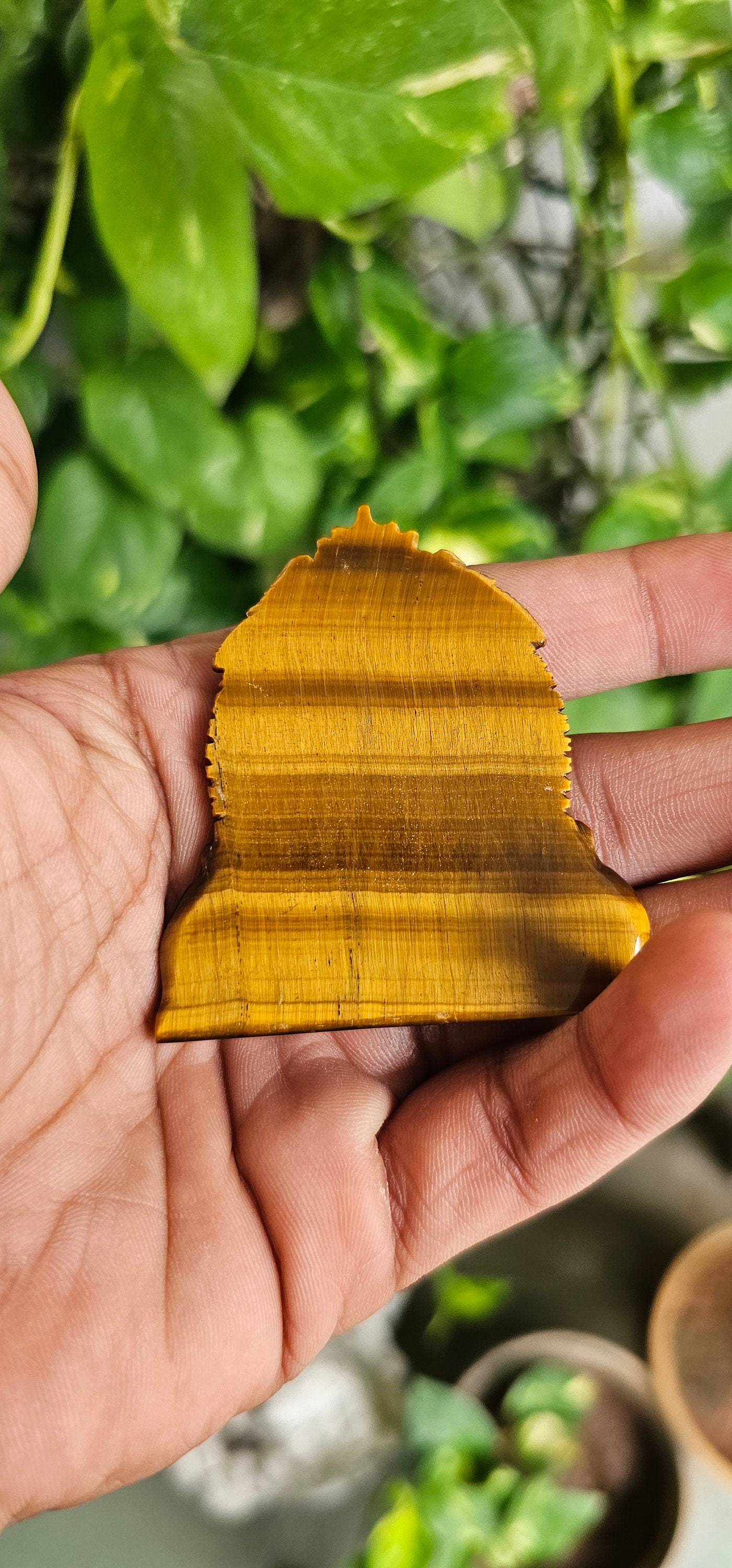 Natural Hand Carved Goddess Lakshmi Tiger Eye Gemstone Pendant ...