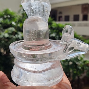 Natural Handmade Crystal Quartz Shivling Gemstone Carving Lord Shiva Statue Sculpture Art Deco Worship idol Gifting Stones Healing