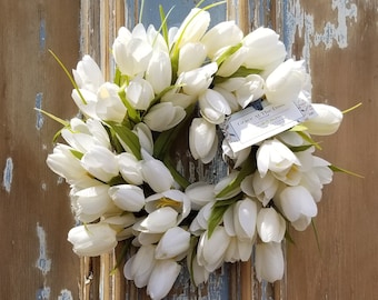 Cream Mini Tulip Wreath Candle Ring, Pink Tulip Wreath, Yellow Tulip Wreath, Cream Tulip Wreath, Green Tulip Wreath, Spring Wreath, Easter
