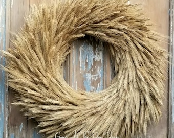 Wheat Wreath for Front Door, Autumn Decor, Boho Fall Wreath, Neutral Fall Decor, Autum Wreath, Dried Flowers Wreath, Boho, Fall Door Wreath,