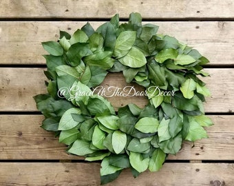 Salal Wreath, Lemon Leaf Wreath, Natural Wreath for Front Door, Preserved Greenery Wreath, All Natural Wreath,  Houswarming Gift, farmhouse