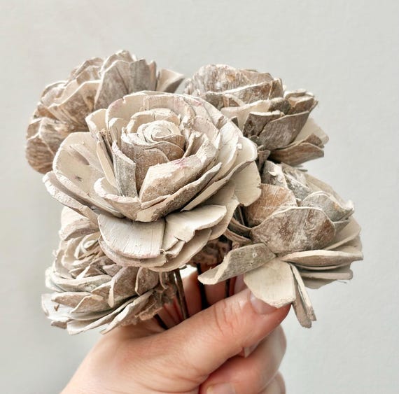 2.5” Sola Wood Flowers, 6 Small Sola Wood Rose, Wood Flowers, Sola