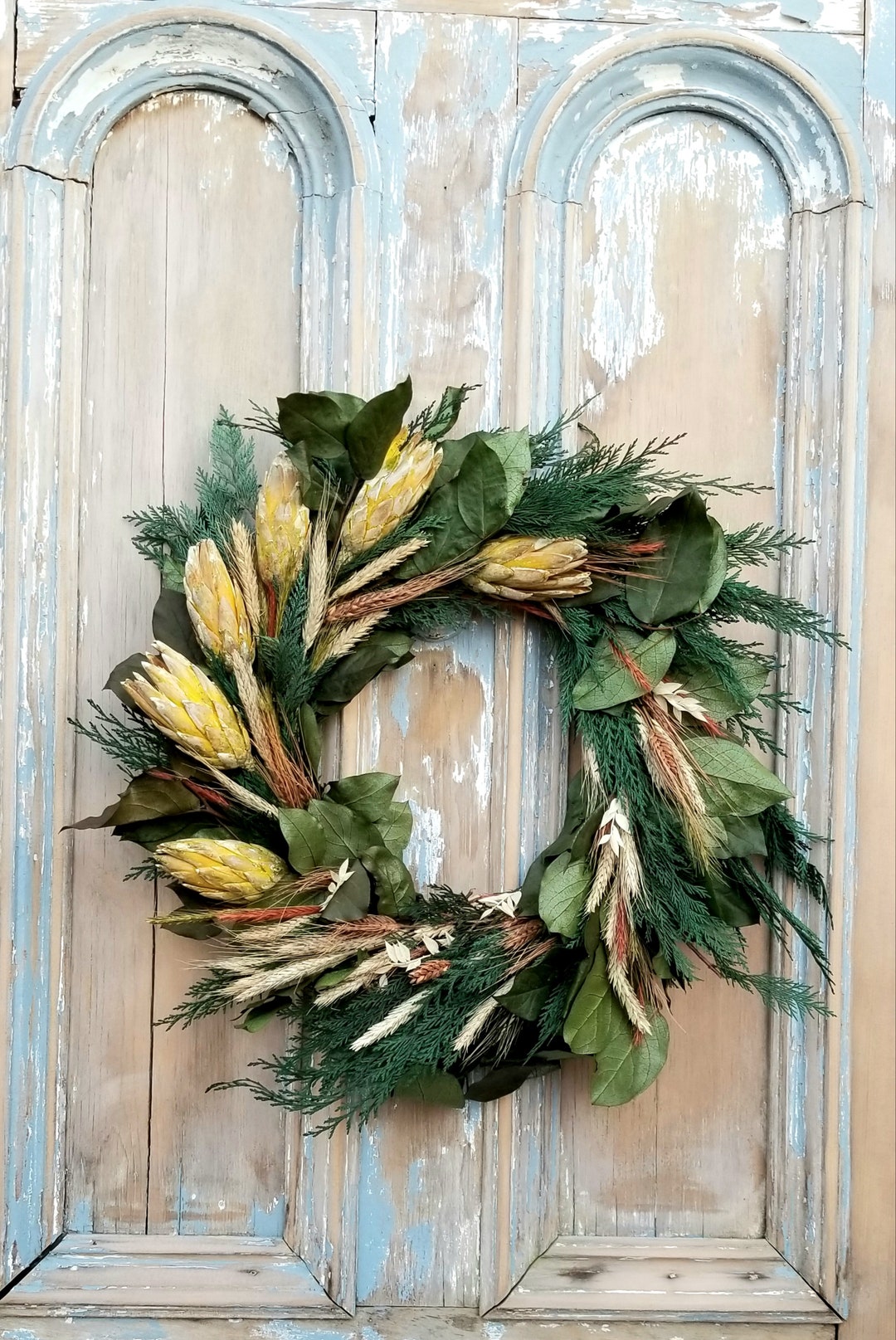 Spring Summer Fall Wreath, Preserved Greenery Wreath, Salal Wreath ...