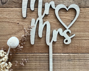 Caketopper „Mr Mrs“ mit Herz, Hochzeit, Verlobung, Valentinstag