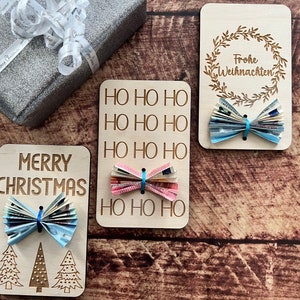 Weihnachtskarten aus Holz, Geldgeschenk aus Holz, Grußkarten