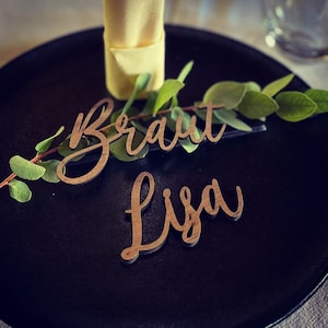 Platzkärtchen/Tischkarten aus Holz Hochzeit, Feier, Taufe personalisiert in verschiedenen Farben
