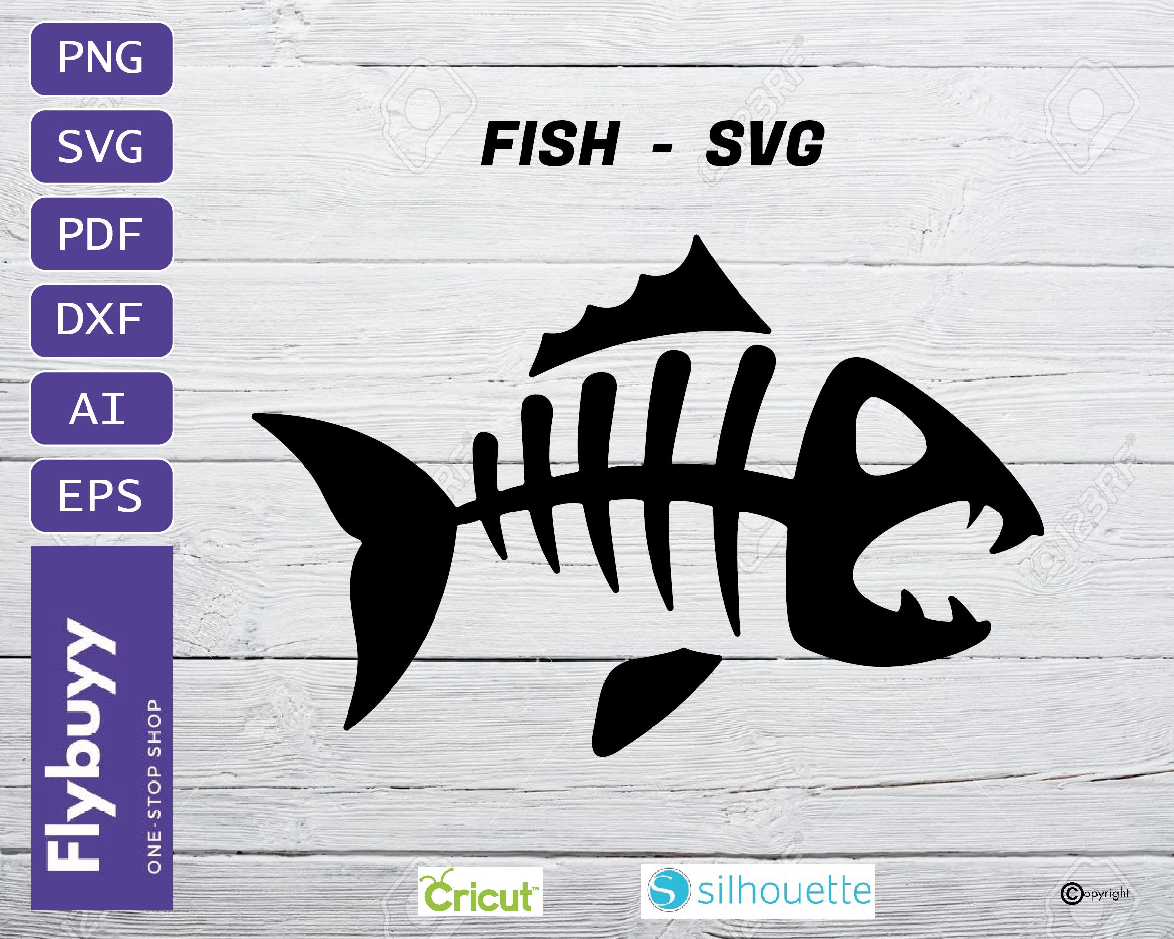 Angry Fish Skeleton Fishing Logo SVG eps png dxf Vector | Etsy