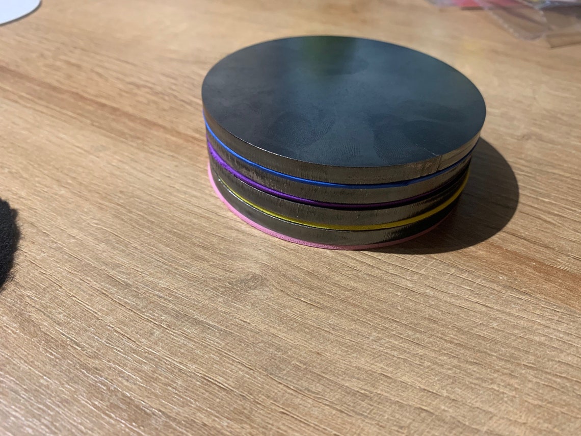 Set of 4 Round Steel Drink Coasters Etsy