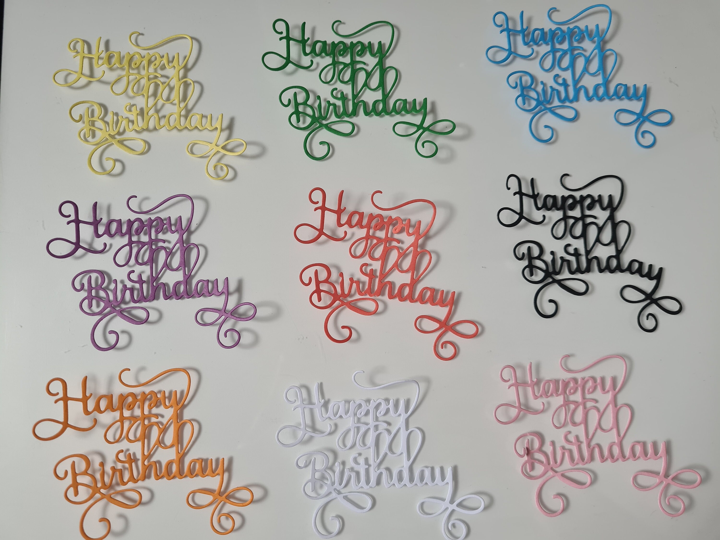 10 Die cut Happy Birthday embellishments 3 styles for Card Etsy