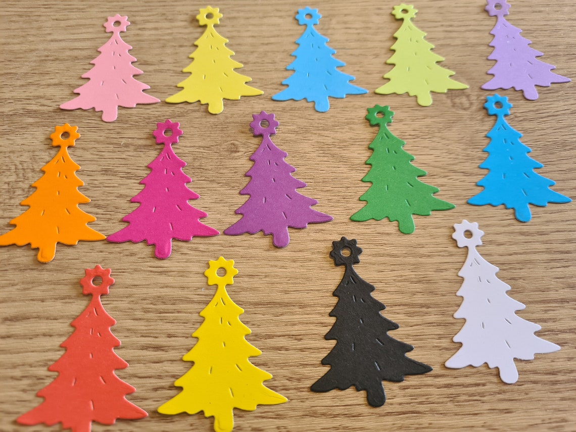 30 Die Cut Christmas tree embellishments for Card Making Card Etsy