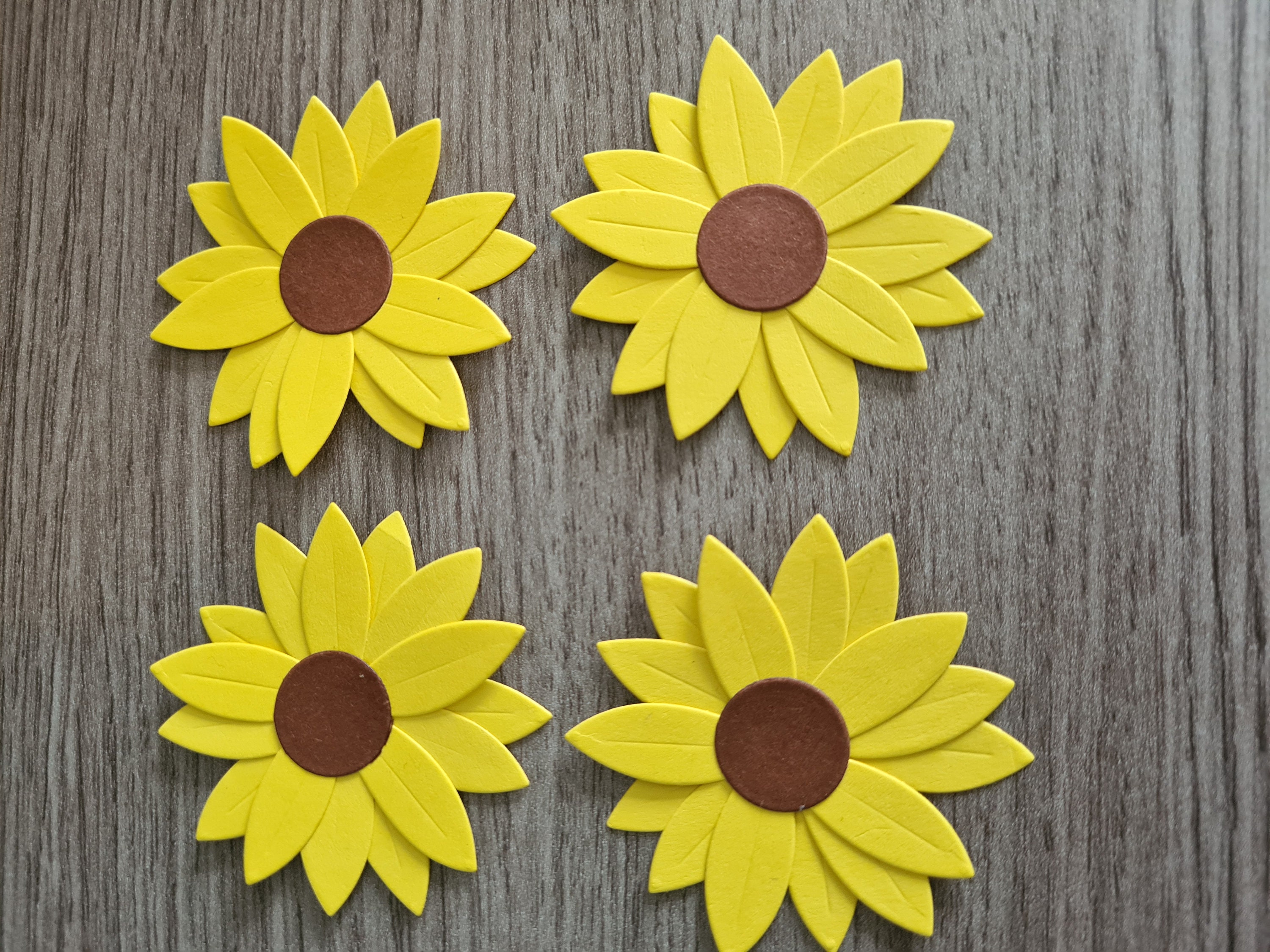 10 sunflower die cut embellishments for Card Toppers Making Etsy
