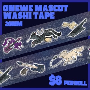 Puede incluir: Cinta washi con un diseño espacial con varios animales tocando instrumentos musicales. La cinta tiene 20 mm de ancho y cuesta 8 $ por rollo.