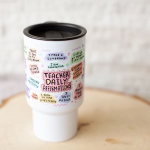 Regalo de fin de año para maestros / Taza de viaje / Taza de viaje para maestros / Taza de café portátil / Diseño de taza garabateada / Regalo de agradecimiento para maestros