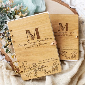 Cartas para el libro de visitas del baby shower de mi hija - Diario de embarazo, álbum de recortes de ecografía del bebé - diario de madera personalizado - regalo para mamá primeriza