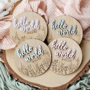 Baby announcement sign | Baby announcement disc | Baby welcome to the world disc | Baby announcement plaque | Newborn photoshoot prop