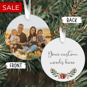 Custom Photo Ornament Double Sided, Christmas Photo ornament, Personalized Christmas Ornament Front and Back Image, tree decoration picture