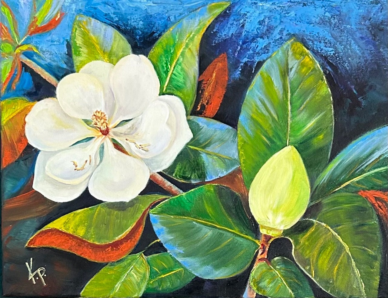 Magnolia Original Oil Painting Floral Wall Art Still Life Painting Home ...