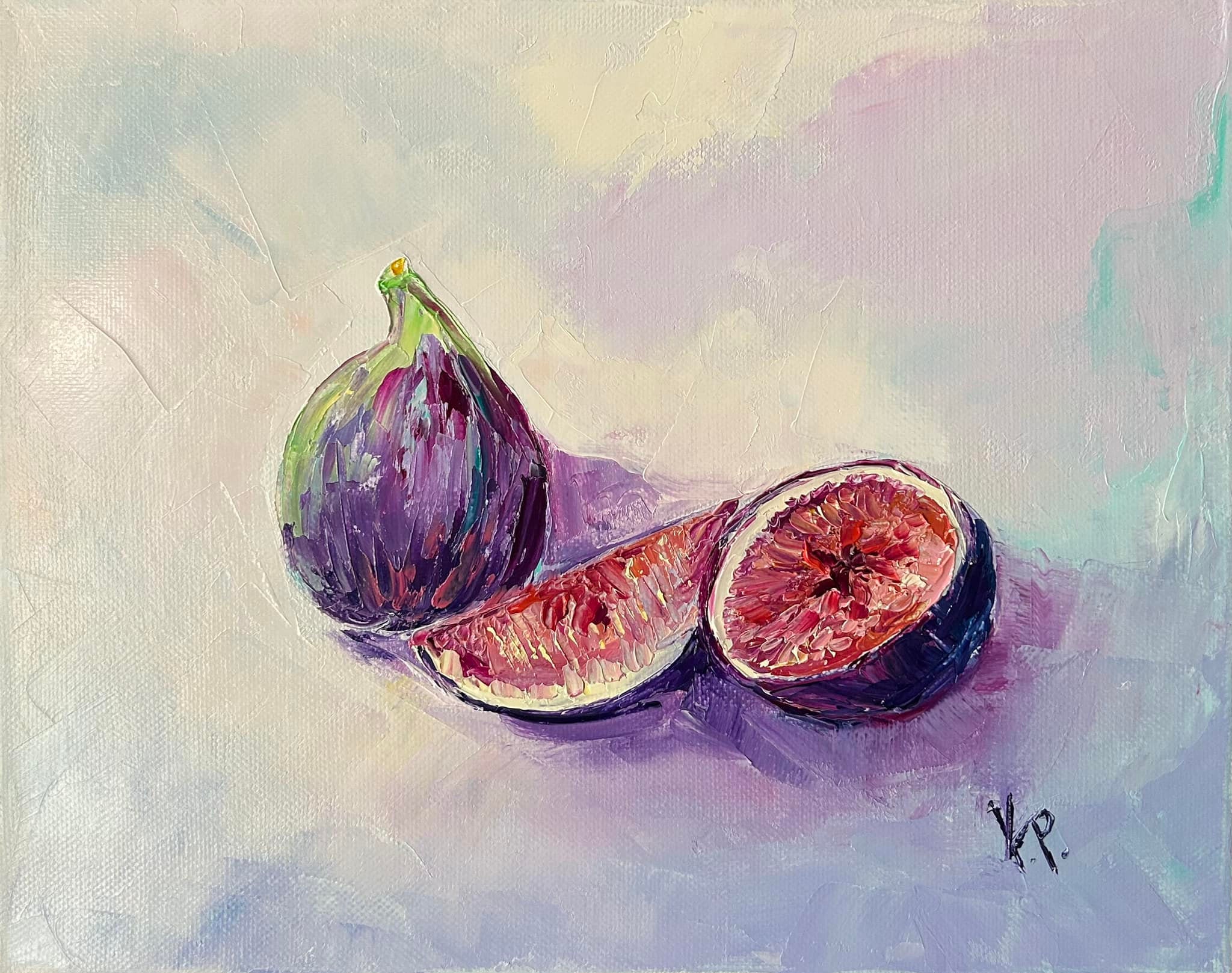 Fig Oil Painting Original Painting Still Life Painting Fruits Kitchen Art Wall Art 12x9,5 inc