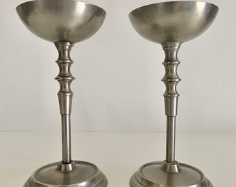 6” Two Silver Brass Candle Holders. Made in India.