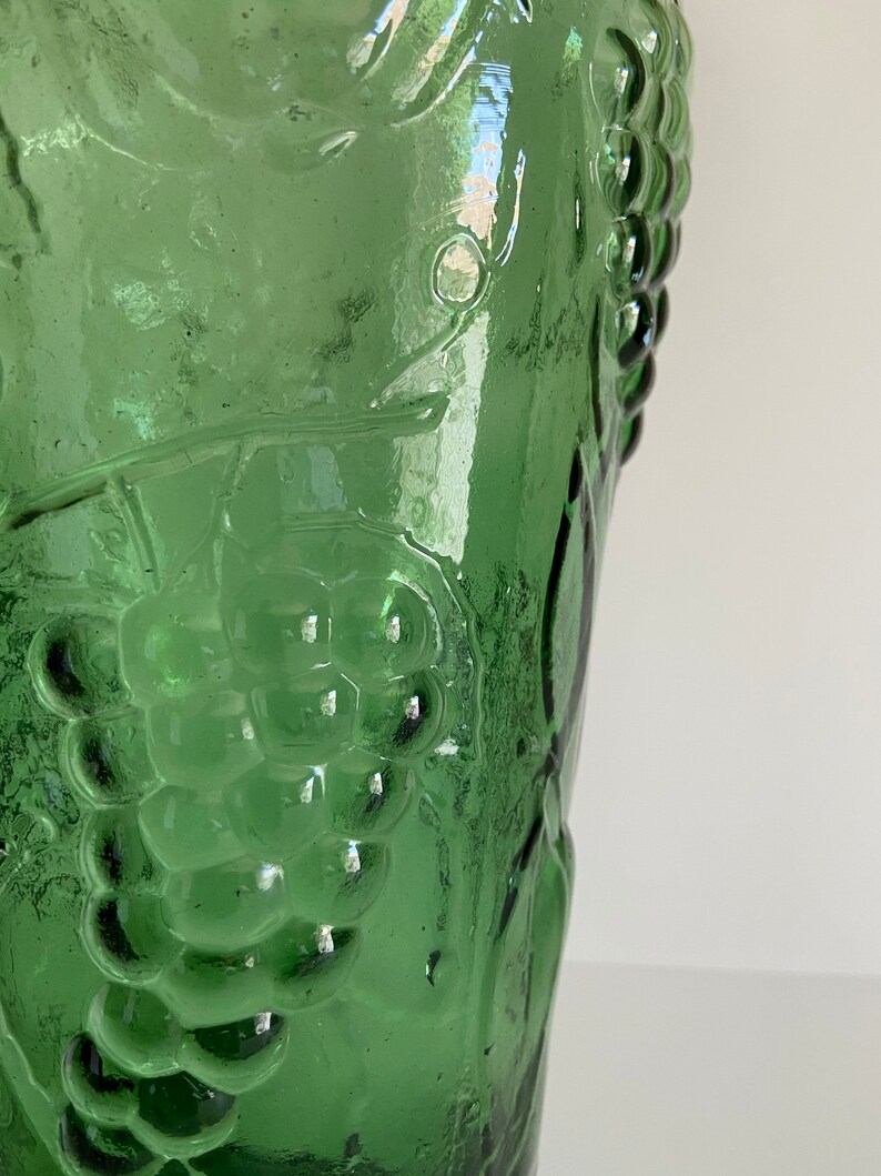 Beautiful Green Glass Engraved Vase Flowers Vase