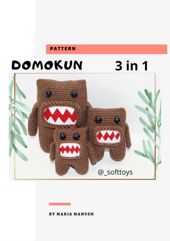 3 in 1 Crochet pattern amigurumi Domo kun english monster Etsy