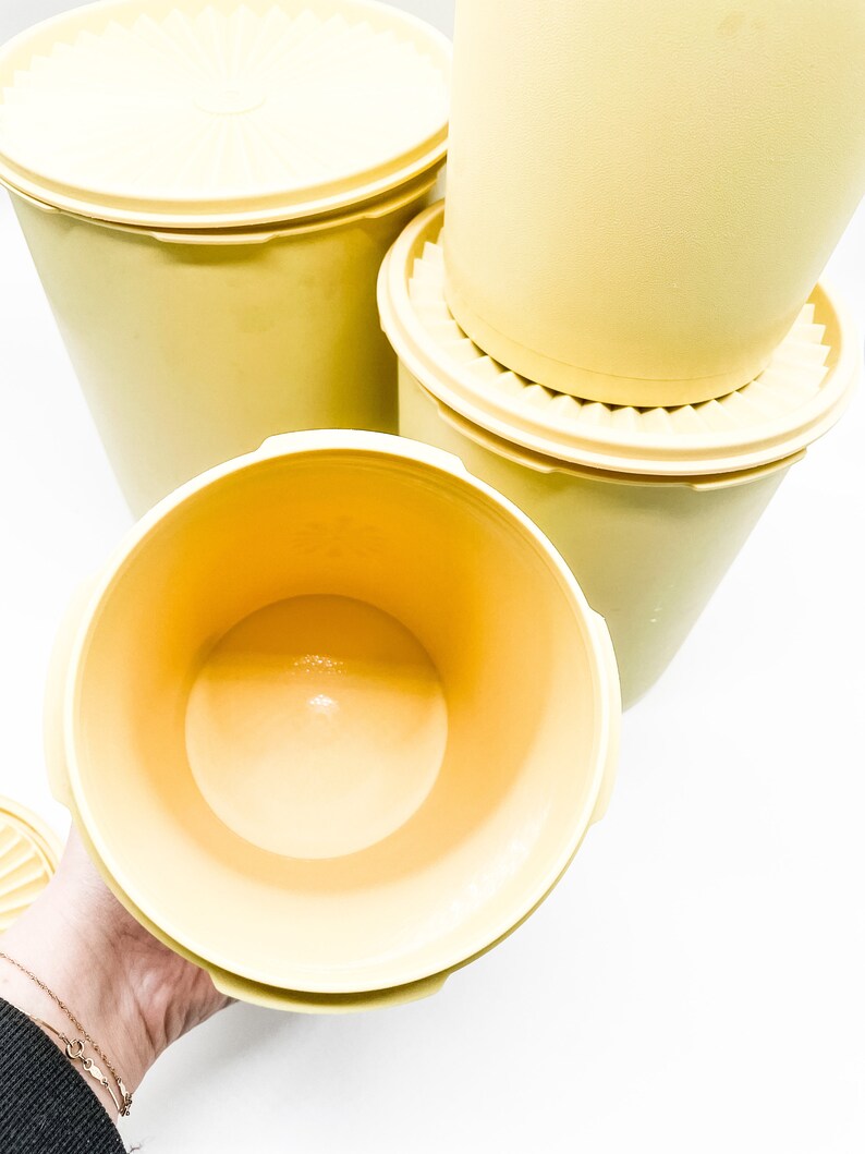Vintage Yellow Tupperware Canisters Etsy