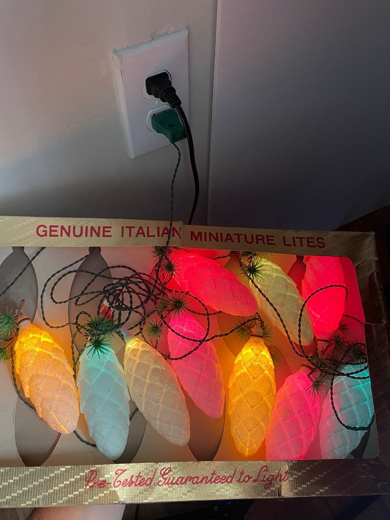 Vintage Christmas Pinecone String Lights Etsy