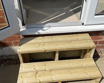 2 tier / rise Steps for garden decking / hot tub / tanalised wood / spa / steps