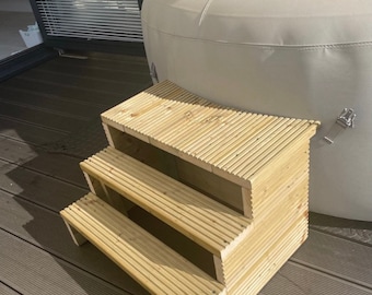 Hot tub / Spa steps - 3 step / decking boards / treated - Curved edge