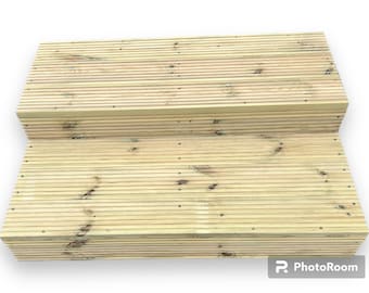 2 tier Steps - closed fronts - 36cm depth per step / garden / patio / decking / hot tub / tanalised wood / spa / steps