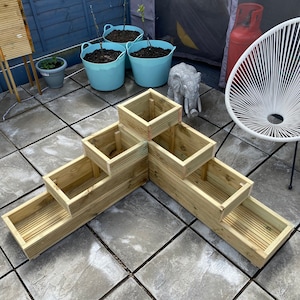 Extra Large 4 tier Corner Garden planter - decking boards - patio - trough