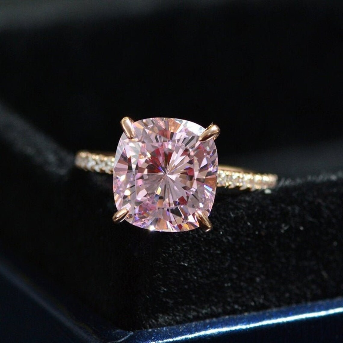 2.00CT Round Cut Pink Lab Created Diamond Engagement Ring Etsy