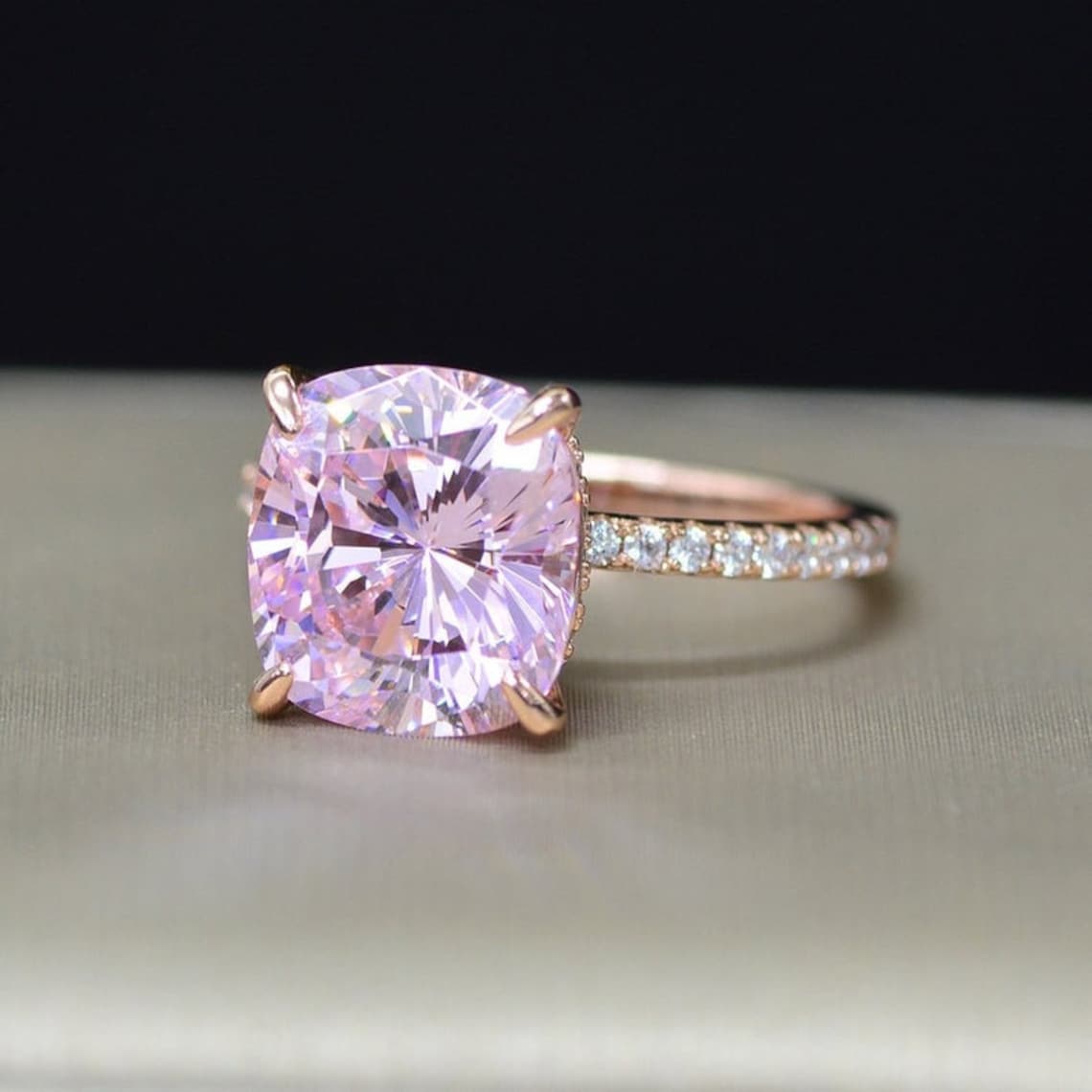2.00CT Round Cut Pink Lab Created Diamond Engagement Ring Etsy