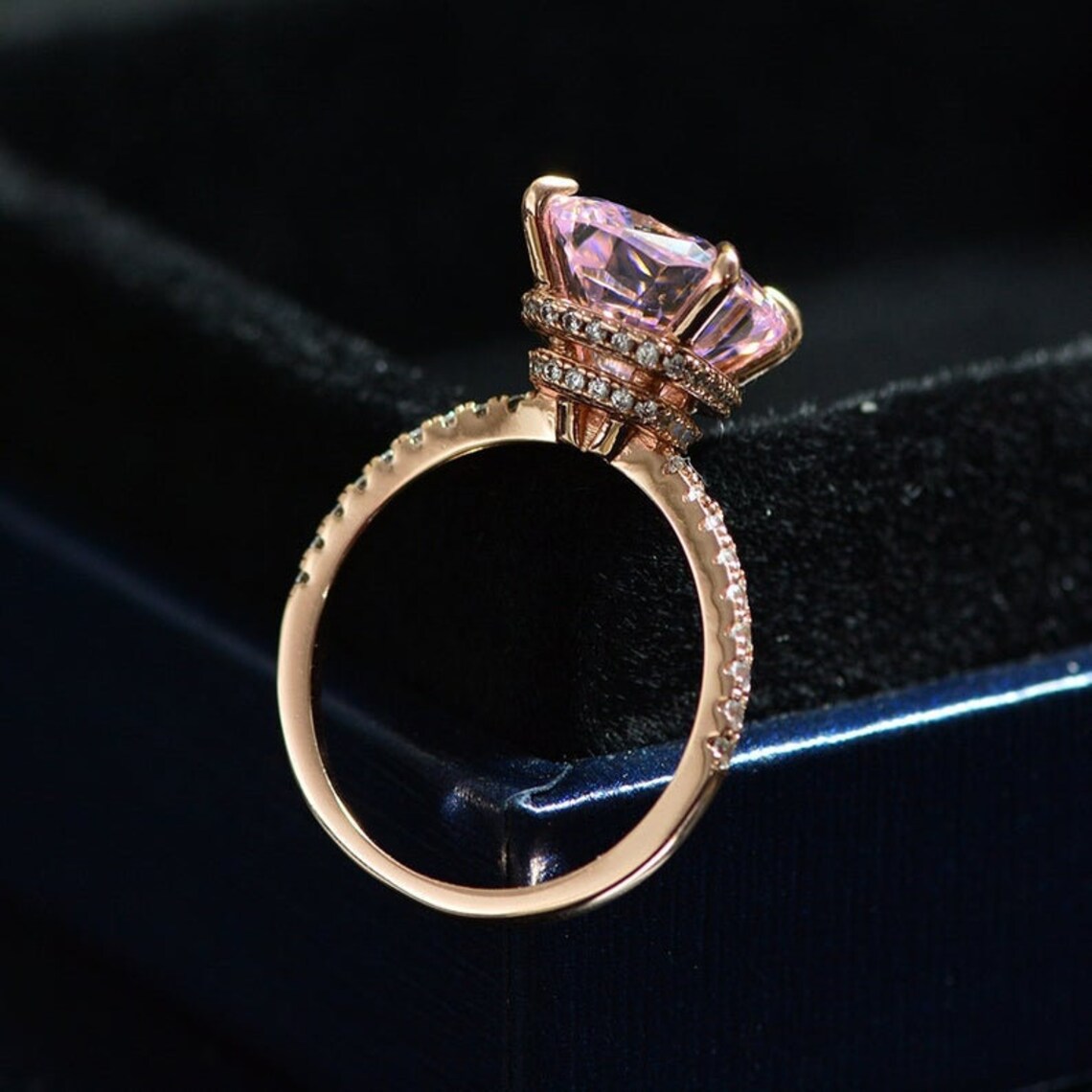 2.00CT Round Cut Pink Lab Created Diamond Engagement Ring Etsy
