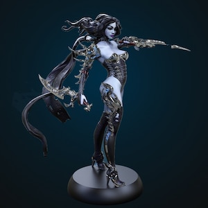 DnD Female Dark Elf Assassin/Rogue/Warlock Unpainted Miniature