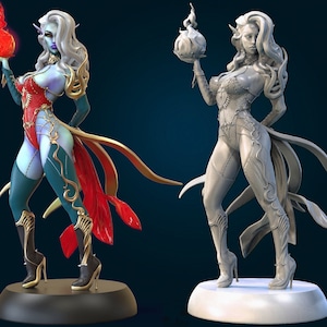 DnD Female Dark Elf Wizard/Sorcerer/Warlock Unpainted Miniature