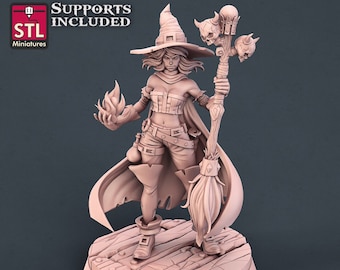 DnD Female Human Witch Unpainted Miniature