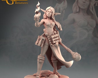 DnD | Pathfinder | TTRPG Female Elf Wizard/Warlock/Sorcerer Unpainted Miniature