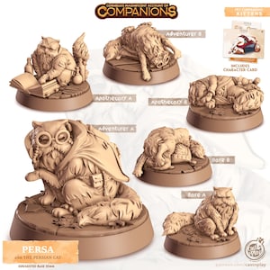 DnD Cat Companion | Persa | Persian Cat Unpainted Miniature