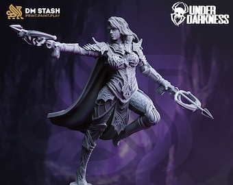 DnD | Pathfinder | TTRPG  Vakara N’thara - Female Elf | Drow Rogue | Assassin | Ranger | Fighter Unpainted Miniature