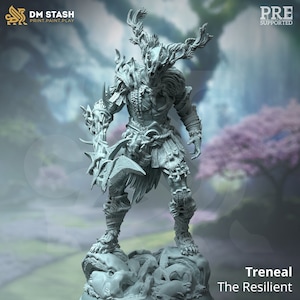 DnD Treneal | Treant / Treefolk / Fighter / Barbarian | Fey Touched Player Character Unpainted Miniature